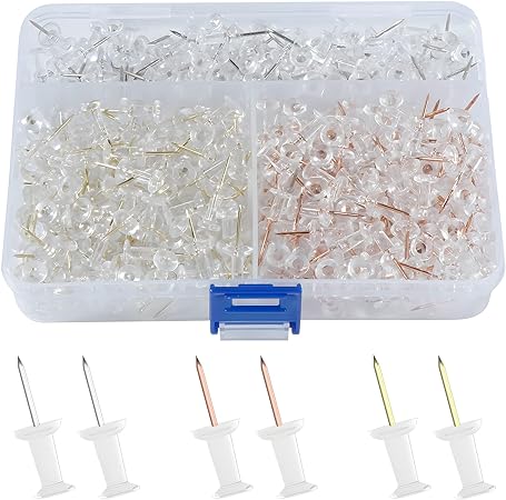 VAPKER Clear Push Pins for Cork Board 400 Count Decoration Thumb Tacks Transparent Plastic Head Map Tacks Standard Pins with Steel Point