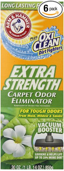 Arm and Hammer Extra Strength Odor Eliminator for Carpet and Room 30 Ounce Pack of 6