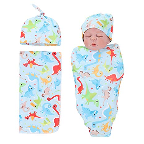 Newborn Receiving Blanket Headband Set Babys Swaddle Receiving Blankets for Girls Boys