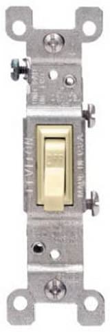 Leviton 1451-2I 15 Amp, 120 Volt, Toggle Framed Single-Pole AC Quiet Switch, Residential Grade, Grounding, Ivory, 1 Count