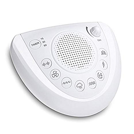 White Noise Sound Machine, Sleep Relax Sound Machine with 8 Soothing Nature Sounds,Ocean,Wave,Rain,Forest Sound,3 Auto-Off Timer Option,Battery Or Adapter Operated-White