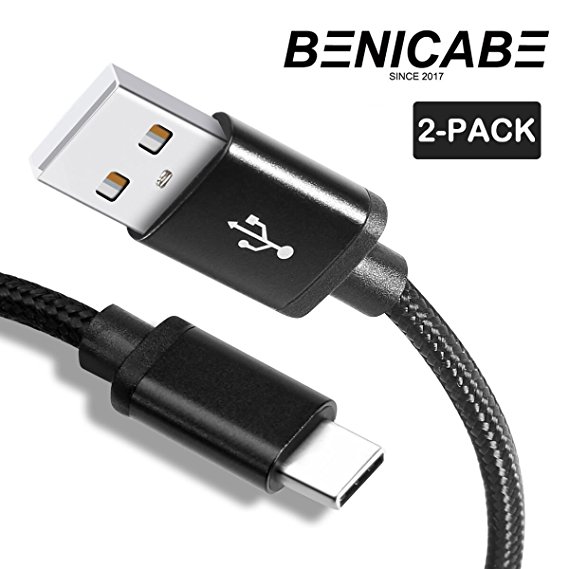Note 8 Charger, Benicabe (2-Pack 6FT) USB Type C Samsung Adaptive Fast Charging Cable Nylon Braided Cord for Samsung Galaxy S9/S9 Plus, S8/S8 Plus and More(Midnight Black)