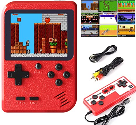 JAMSWALL Retro Handheld Game Console, Portable Retro Video Game Console with 400 Classical FC Games 2.8-Inch Screen 800mAh Rechargeable Battery Support for Connecting TV and Two Players(Red)