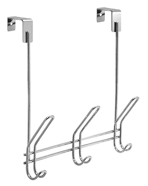 InterDesign Classico Over the Door Organizer Hooks for Coats, Hats, Robes, Towels - 6 Hooks, Chrome