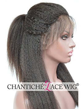 Chantiche Natural Looking Italian Yaki Glueless Full Lace Wigs with Baby Hair for Black Women Best Brazilian Remy Human Hair Wig 130 Density 20inch Natural Color