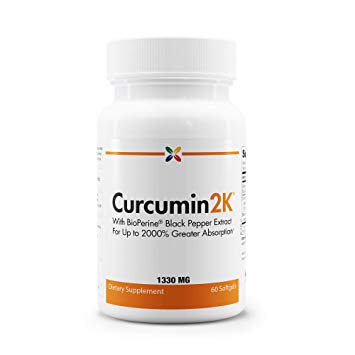 Stop Aging Now - Curcumin2K Formula with Black Pepper - with BioPerine Black Pepper Extract for Up to 2000% Greater Absorption - 60 Softgels