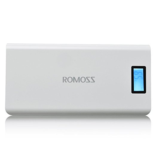 ROMOSS Solo 6 Plus 16000mAh Power Bank, 2-Port Portable Charger External Battery with 2.1A / 1A Output Fast Charge for iPad, iPhone 7/SE/6/6S, Samsung Galaxy S7/6 Edge and More - White