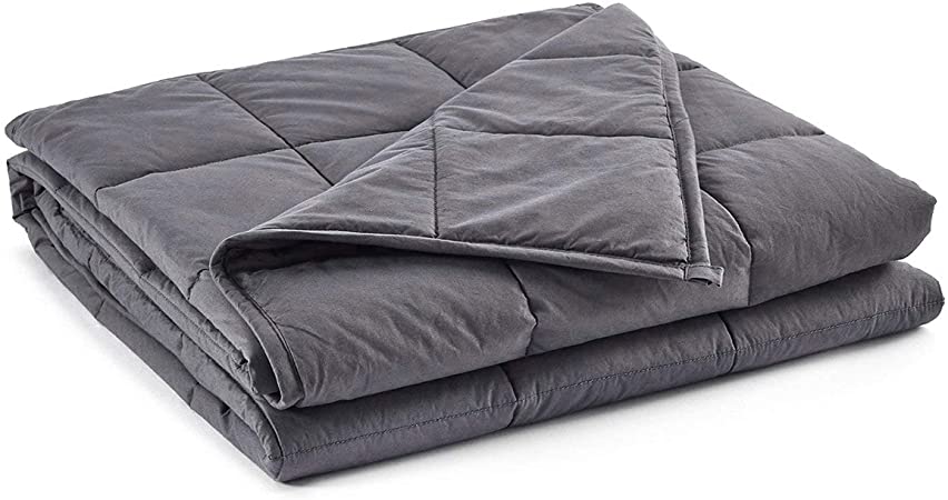 beddingking Weighted Blanket 25lbs (60''x80'', Grey, Queen Size) for Adults Heavy Blanket Cooling Cotton 100% Cotton Material with Glass Beads