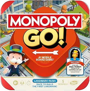 Monopoly GO 2 Player Board Game | 2-4 Players | 15 Mins. | Family Games, Travel Games