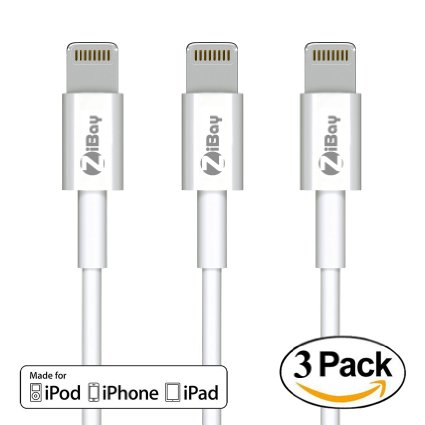 Lightning Cables, 5-Feet ZiBay(TM) 3-PACK USB Data Lightning Cable Charger [5 Feet] for iPhone 6s/ 6s plus, iPhone 6 / 6 Plus, iPhone 5,5S,5C, iPad Mini, iPad Air, iPod touch, iPod Nano (3-PACK)