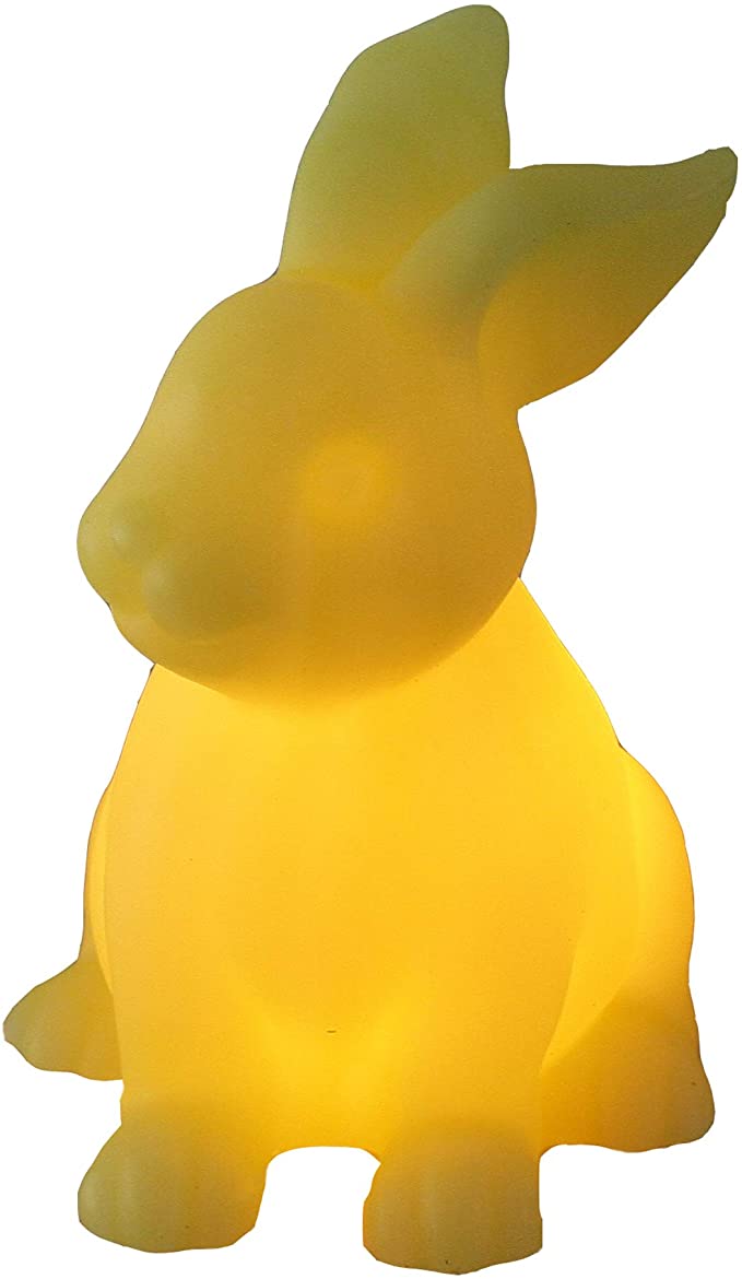 Easter Bunny Rabbit Decorations Spring Home Decor Handmade Real Wax Battery Operated Flameless Candle Kids’ Children’s Room Nursery Animal LED Night Light Decorative Table Lamps Centerpiece Yellow