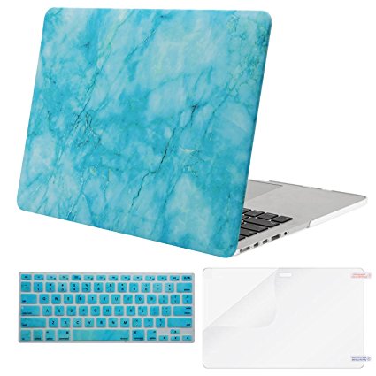 Mosiso Plastic Pattern Hard Case with Keyboard Cover with Screen Protector Only for [Previous Generation] MacBook Pro Retina 15 Inch (Model: A1398) No CD-ROM, Hot Blue Marble