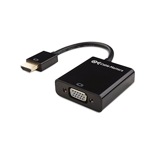 Cable Matters Gold-Plated Active HDMI to VGA Adapter (Male to Female) with 3 Ft USB-Power – Black