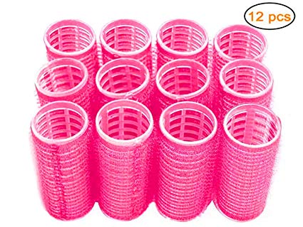 Hair Rollers, 12 Pack Self Grip Salon Hairdressing Curlers, DIY Curly Hairstyle,Colors May Vary, Medium
