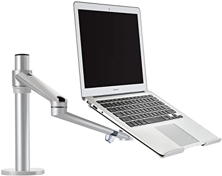 ThingyClub® Adjustable Aluminium Universal Single Laptop Notebook or Tablet Desk Mount Arm Stand Bracket with Tilt and Swivel (Single Laptop - Silver)