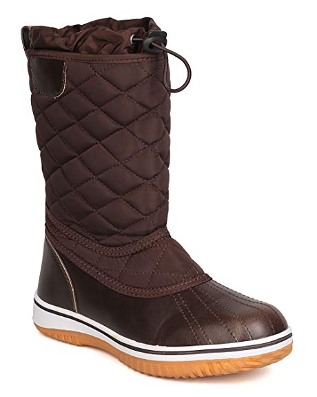 Refresh Women Mixed Media Quilted Drawstring Snow Boot GB12