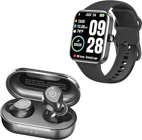 TOZO NC9 2022 Version Hybrid Active Noise Cancelling Wireless Earbud & TOZO S2 44mm 2023 Smart Watch Alexa Built-in Fitness