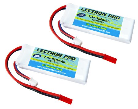 2-Pack of Lectron Pro 74 volt - 950mAh 30C Lipo Pack for the Blade 200 QX and CXCX2CX3