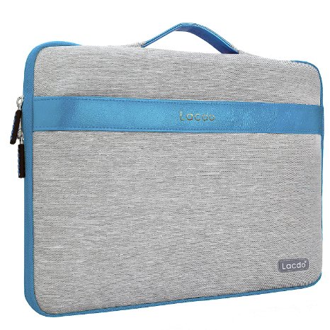 Lacdo 14-15.4 Inch Waterproof Fabric Laptop Sleeve Bag Carrying Case Notebook Handbag for Macbook Pro 15.4-inch / 15" Retina Desiplay Protective Ultrabook ASUS Toshiba Dell Lenovo HP Chromebook,Blue