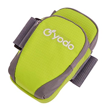 Yodo Versatile Running Cell Phone Armband Case with 2 Pouches, Lime