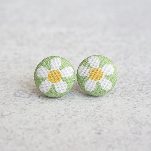 Daisy Fabric Button Earrings