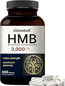 NatureBell HMB 3,000*mg Per Serving | 300* Capsules, 3X Triple Strength HMB Beta-Hydroxy Beta-Methylbutyrate Supplement – Lean Muscle Mass & Recovery Support – Non-GMO