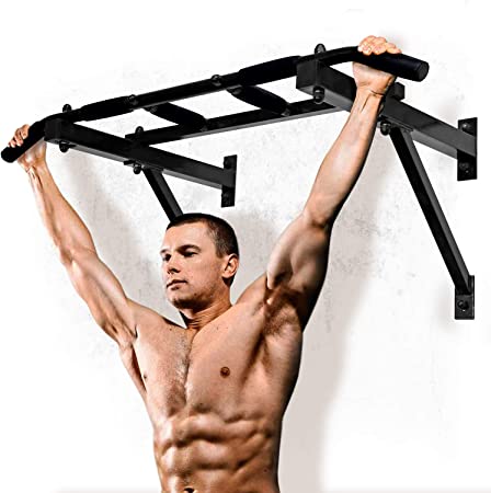 Wall Mounted Chin Up Bar Professional Indoor Gymnastics Bar Home Fitness Equipment Multi Grip Pull Up Bar with 6 Non-Slip Handles