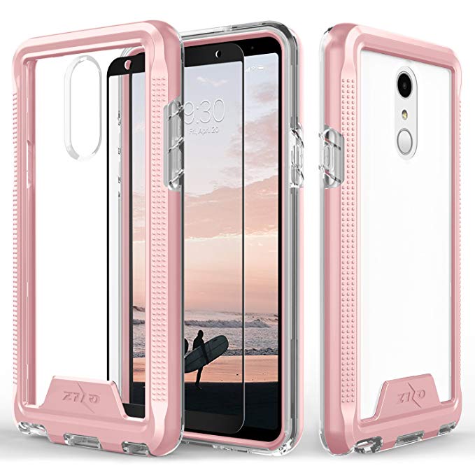 Zizo ION Series Compatible with LG Stylo 4 Case Military Grade Drop Tested with Tempered Glass Screen Protector Rose Gold Clear