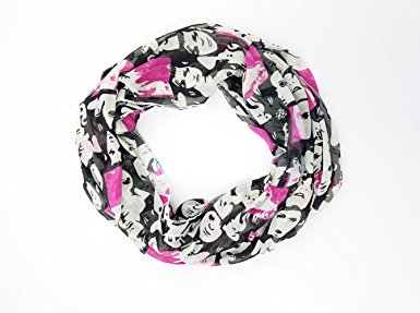 Amtal Women Lightweight Colorful Chiffon Abstract Design Infinity Loop Circle Scarf