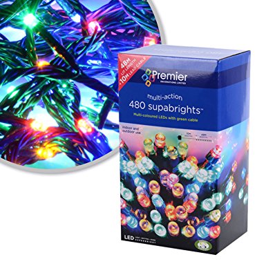 premier Christmas Supabright Light Decorations-Indoor and Outdoor 480 LEDs, Multi-Coloured