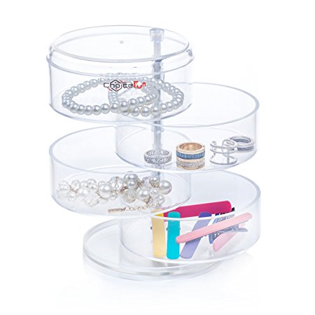 Choice Fun Acrylic Jewelry and Accessories Organizer 4 Spining Tiers Transparent QFJJSN-NSF-3472