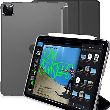 KHOMO iPad Pro 11 Case 2nd Generation 2020 - Dual Hybrid See Through Series - Supports Pencil Charging - Charcoal Black
