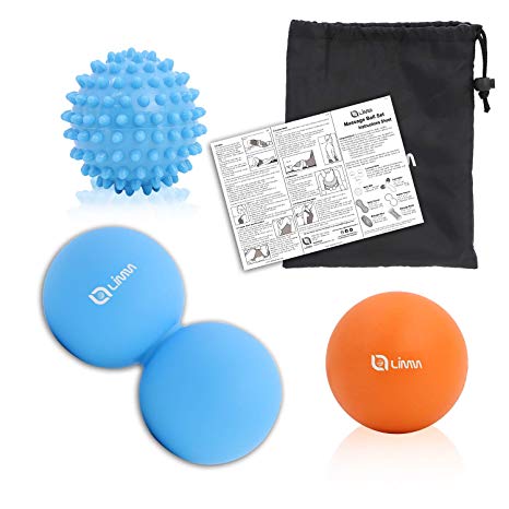 Limm Therapy Massage Ball Set - Lacrosse, Spiky & Peanut Ball - Roller for Feet, Back & Neck - Self Myofascial Trigger Point Release, Pain Relief & Plantar Fasciitis Therapy - with Free Carry Bag