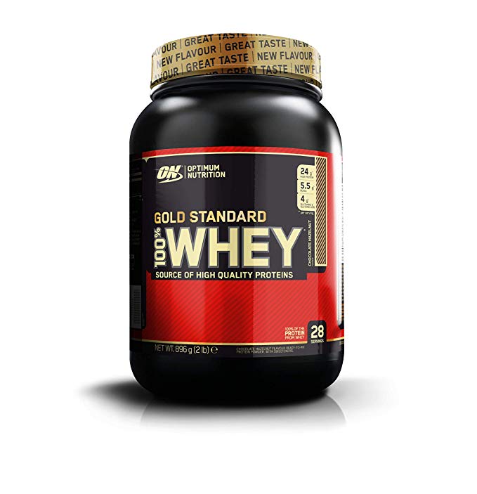 Optimum Nutrition Gold Standard Whey Protein Powder with Glutamine and Amino Acids Protein Shake by On - Chocolate Hazelnut, 28 Servings, 896 g