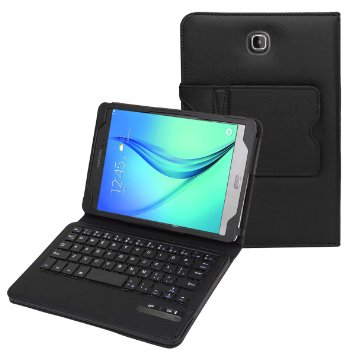 BMOUO Samsung Galaxy Tab A 80 Case with Keyboard - Ultra Slim Detachable Bluetooth Keyboard Portfolio Leather Case Cover for Samsung Tab A 80 Inch T350 Tablet  Black Color