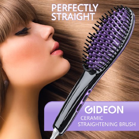 Gideon8482 Heated Hair Brush Straightener - Amazing and Innovative Hair Straightener  Achieve Salon Quality Straight Hair in Minutes