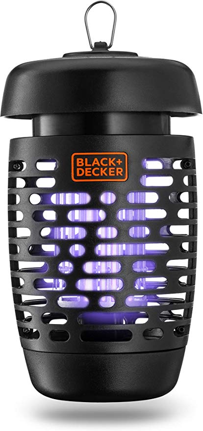 BLACK DECKER Bug Zapper Hanging Electric Lantern with Insect Tray, Cleaning Brush, Quiet Dim Light Bulb & Waterproof Design for Indoor & Outdoor Flies, Gnats & Mosquitoes Up to 625 Square Feet