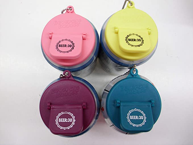Beverage Buddee Can Cover - Beer :30 Imprint - Best Can Cover For Standard Size Soda/Beer/Energy Drink Cans - Made In The USA - BPA-PCB Free - Assorted Colors - 4 pack (Keychain)