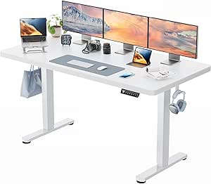 HUANUO Höhenverstellbarer Schreibtisch 160x80cm,25MM Ganze Tischplatte mit Bürstenloser Motor,Ergonomischer Steh-Sitz Tisch Stehpult,Einfache Montage Elektrischer Stehschreibtisch für Homeoffice