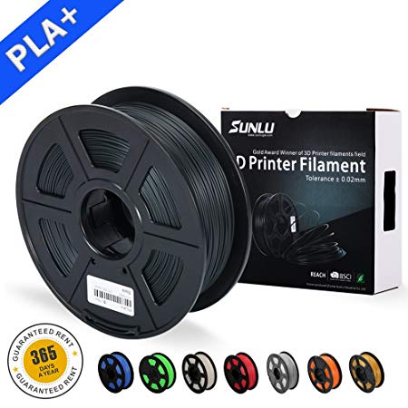 SUNLU 3D Printer Filament,PLA Plus Filament - 1.75 mm Black 1kg Spool (2.2 lbs) - Dimensional Accuracy +/- 0.02mm - 100% Virgin Raw Material