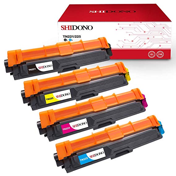 Shidono Compatible Toner Cartridge Replacement for Brother TN221 TN225 TN-221 TN-225 Fits with MFC-9130CW/HL-3170CDW/HL-3180CDW/HL-3140CW/MFC-9340CDW/9330CDW Printer,[4-Pack,Black/Cyan/Yellow/Magenta]