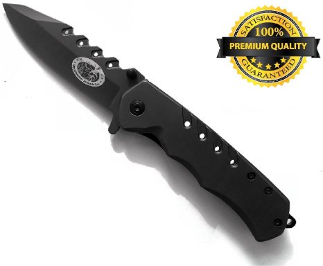 Sportsman Folding Knife with 5 Year Guarantee This Premium Titanium Spring Assisted Opening Pocket Knife is Best for Camping - Survival Gear - Fishing - Backpacking or Hunting A High Quality Tool for any Outdoor Enthusiast Makes a Perfect Gift
