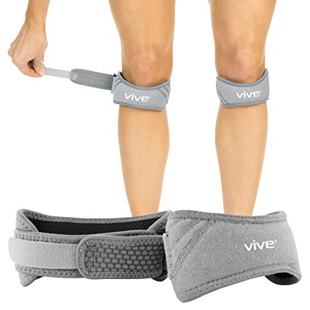 Vive Patella Knee Band - Osgood Schlatter Brace Stabilizing Tendon Support for Men and Women - Arthritis Compression Strap for Tendonitis, Running, Gym Exercise - Shock Pain Relief for Torn ACL