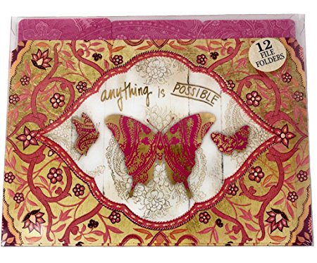 Punch Studio Decorative File Folders Set of 12 - Anything is Possible Butterfly