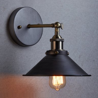 Ecopower Industrial Edison Simplicity 1 Light Wall Lamp Aged Steel Finished