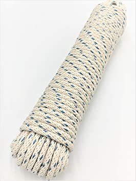 GREAT WHITE #8 BLUTRACE Made in USA Sash Cord, 100ft.Hank, 1/4" x 100', Cotton, Tie Down, Camping, Rigging, Crafts, Theatre, Window Replacement, Entertainment Grade, Spot Cord, DIY & Home Improvement