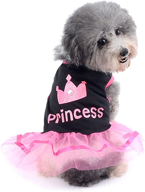 Ranphy Rhinestone Princess Dog Dress Lace Tutu Vest Skirt for Small Dog Cat Girl Apparel