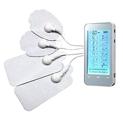 12 Modes Portable Touch Screen Electro Therapy Device   10 Pairs of Snap on Replacement Electrode Pads | FDA Cleared HealthmateForever T12AB(Silver)