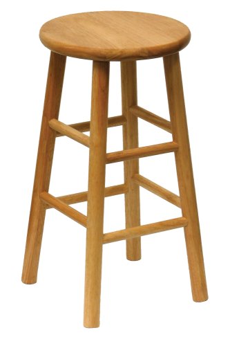 Winsome Wood 24-Inch Beveled Seat Barstool with Natural Finish, Set of 2