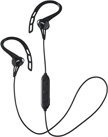 JVC Wireless Sports Ear Clip Headphones, Bluetooth Connectivity, Sweat Proof IPX2, Pivot Motion Fit - HAEC20BTB (Black)